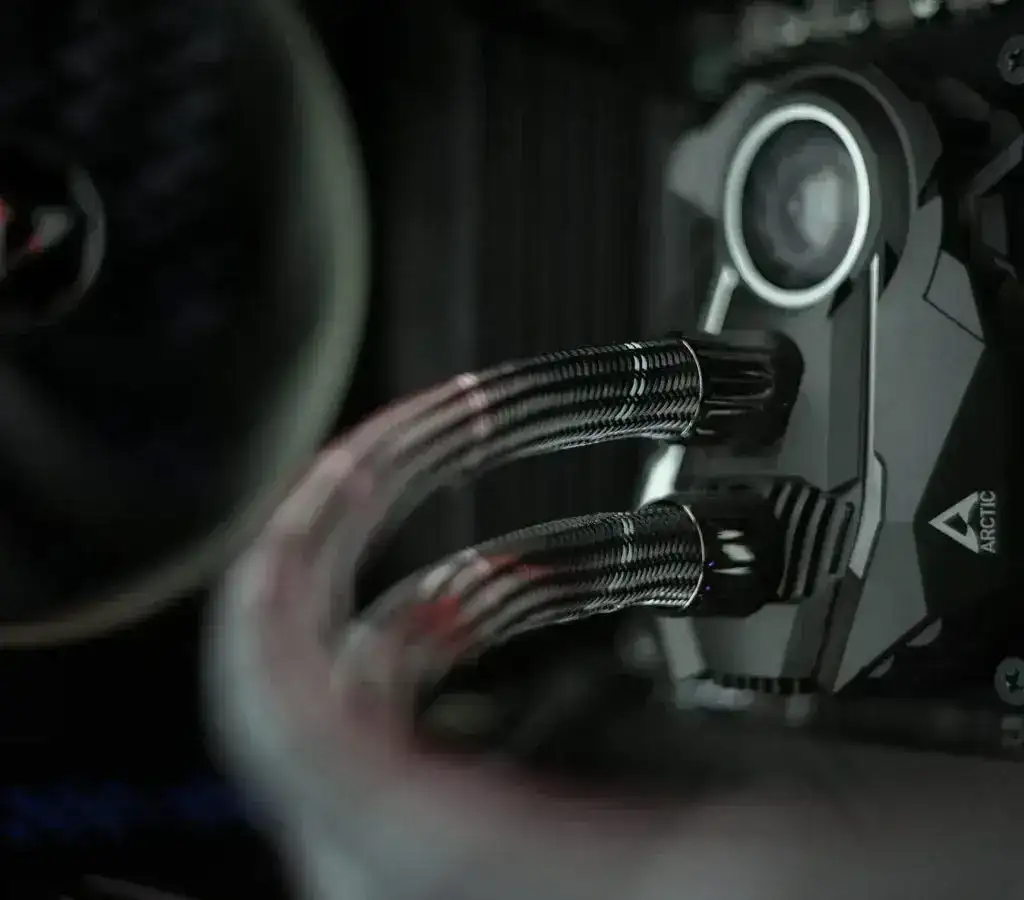 Motherboard with CPU and cooling system installed