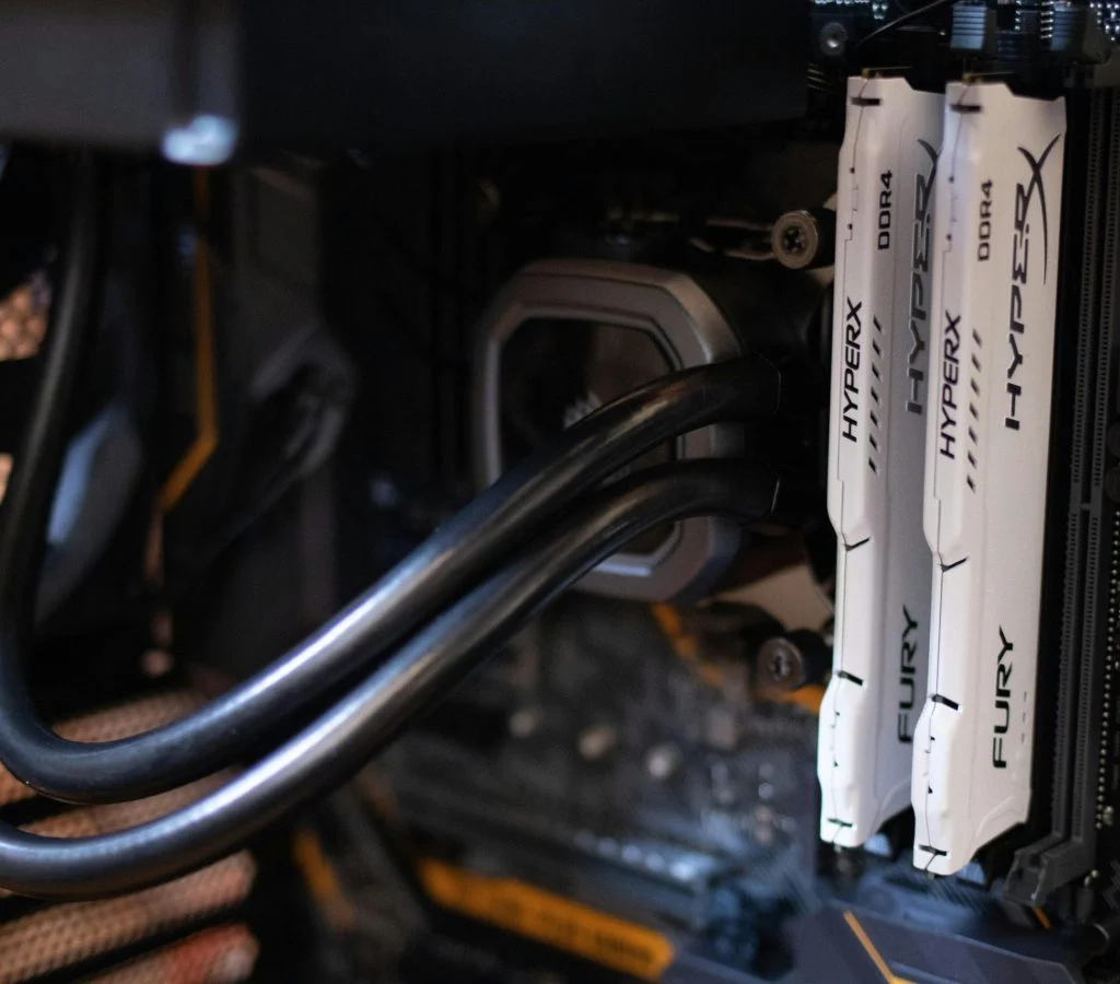 Person assembling computer components