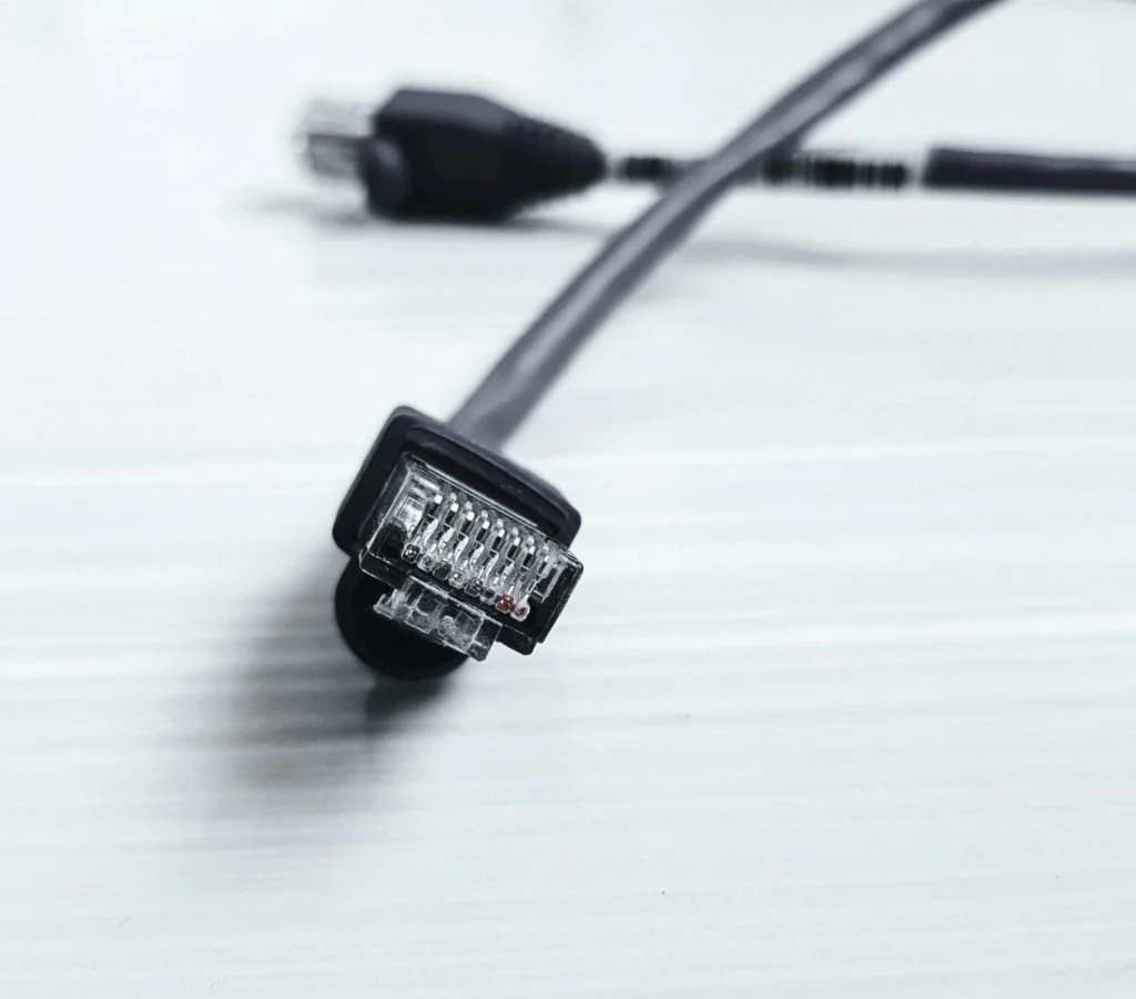 Ethernet cable connected to a network card