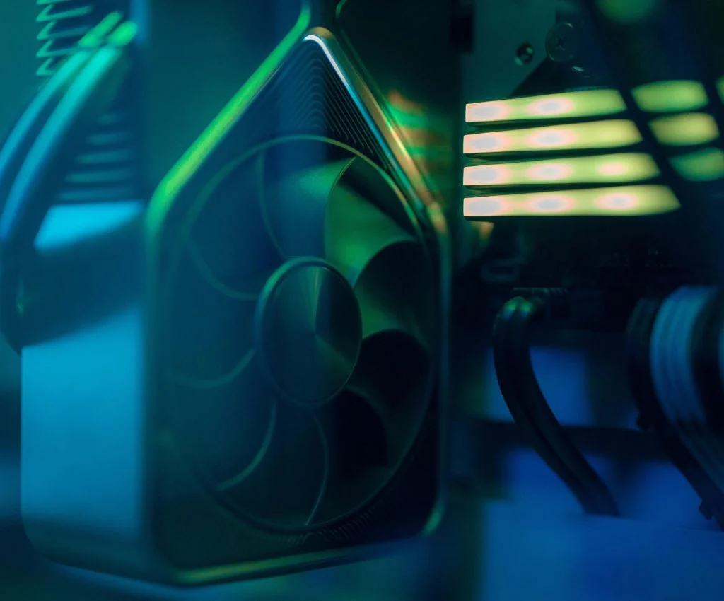 PC case with tempered glass side panel and RGB lighting