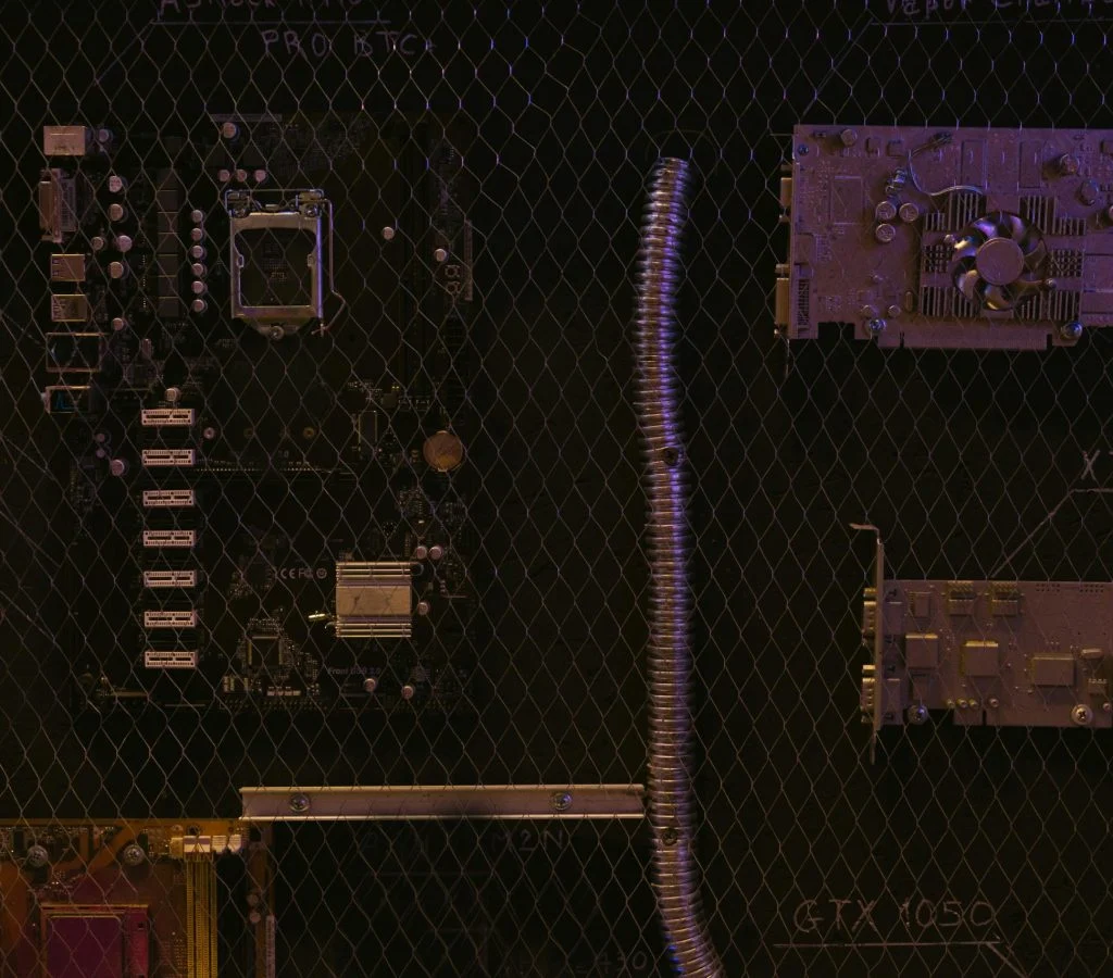 A graphics card GPU installed inside a computer