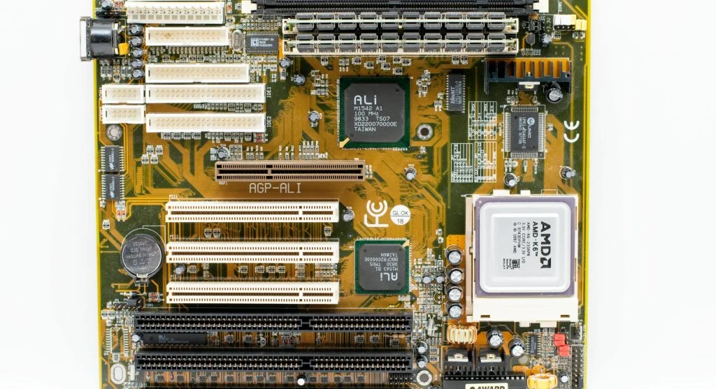 A diagram of a computer motherboard with labeled components