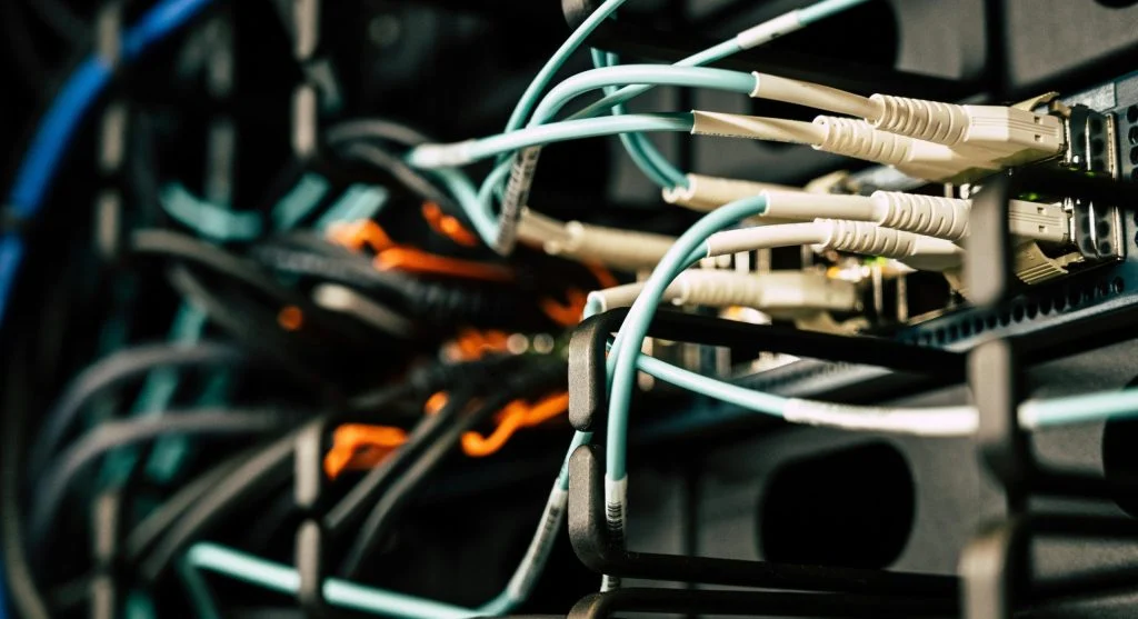 Ethernet cable connected to a network card
